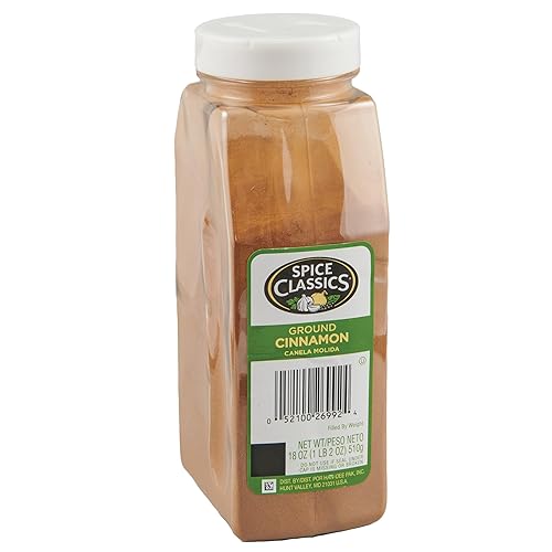 Spice Classics Ground Cinnamon Powder, 18 oz Container - Perfect for Desserts, Tea, Cider, and Meat Rubs