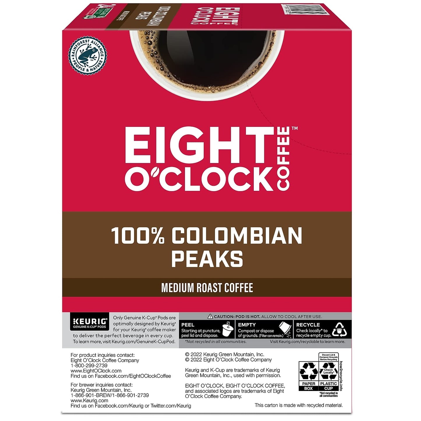 Eight O Clock Coffee, Colombian Peaks, 72 Count