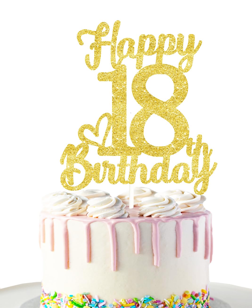 18 Birthday Cake Toppers-Gold Glitter, 18Th Cake Topper For Boy,18 Cake Topper For Girl, 18Th Birthday Decorations,18Th Birthday