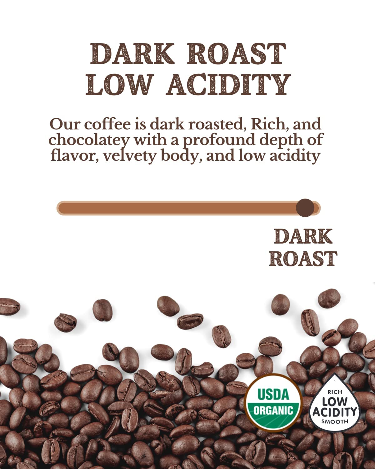 Subtle Earth Organic Coffee - Dark Roast - Whole Bean Coffee - 100% Arabica Beans - Low Acidity and Non-GMO - 2lb bag