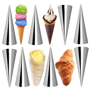 Non-Stick Cream Cannoli Tubes, Fantasyday 19 Pcs Stainless Steel Baking Cones Pastry Roll Horn Croissant Mold Cannoli Shells Wit