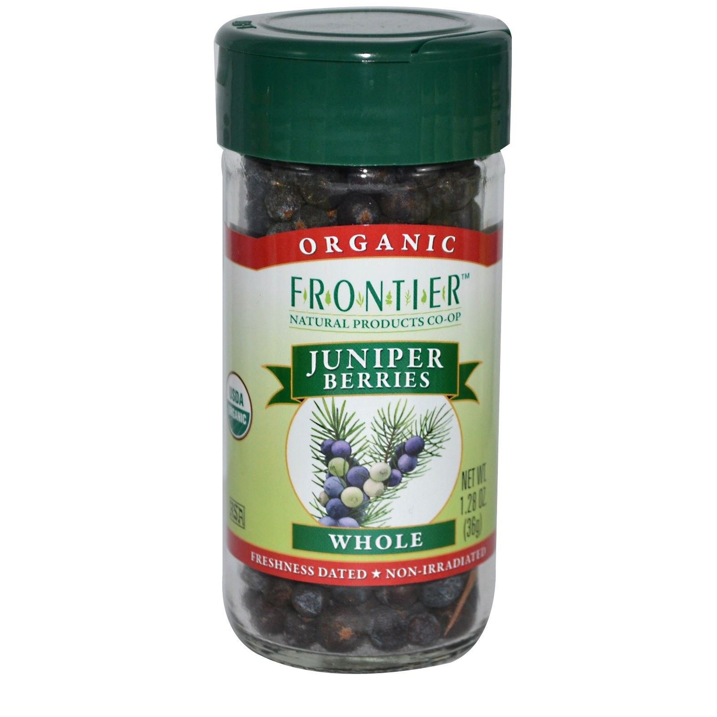 Frontier Co-op Organic Whole Juniper Berries, 1.28 Ounce Bottle, Rich and Piney Flavor for Soups and Marinades
