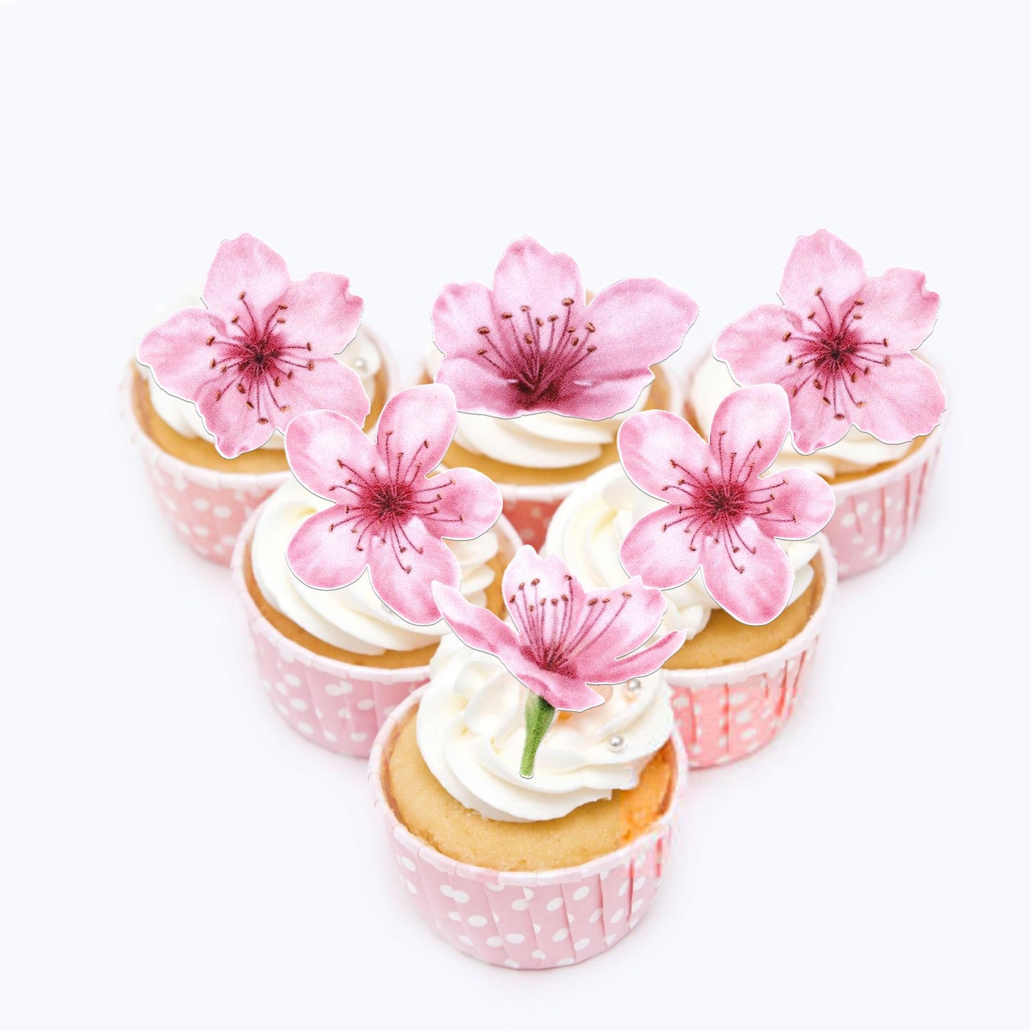 40 Pcs Edible Cherry Blossoms Cupcake Toppers Edible Cherry Blossoms Flowers Cake Decorations Wafer Paper Flowers Cupcake Topper