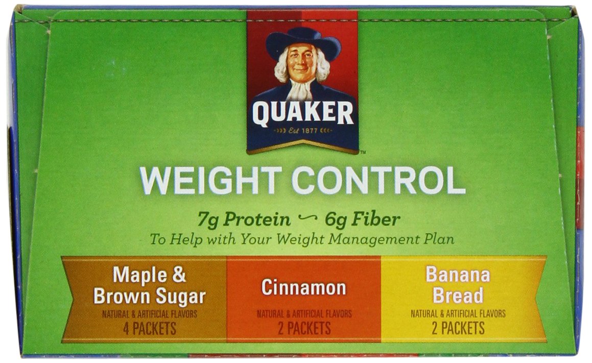 Quaker Instant Oatmeal Weight Control, Variety Pack, Breakfast Cereal, 8 Packets Per Box ,12.6 Ounce (Pack of 4)