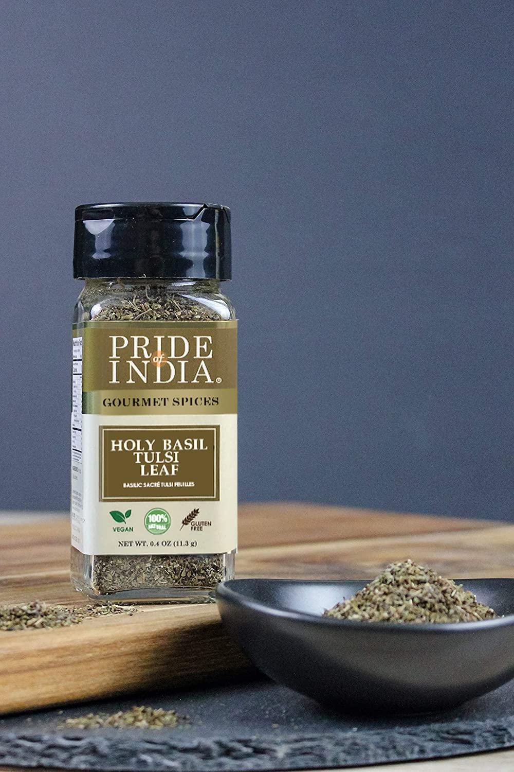 Pride Of India- Natural Sweet Holy Basil Leaf, 0.4Oz (11.3Gms) Dual Sifter Jar, Pure Indian Tulsi Leaf (Ocimum Sanctum) Offers B