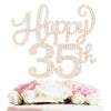 Happy 35Th Birthday Decorations,35Th Birthday Gold Rhinestone Cake Topper - Cheers To 35 Years Old Bday Party Metal Sparkly Cake
