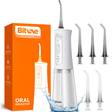 Bitvae Water Dental Flosser For Teeth, Rechargeable Water Teeth Cleaner Picks, Ipx7 Waterproof Water Flosser, 3 Modes 6 Jet Tips