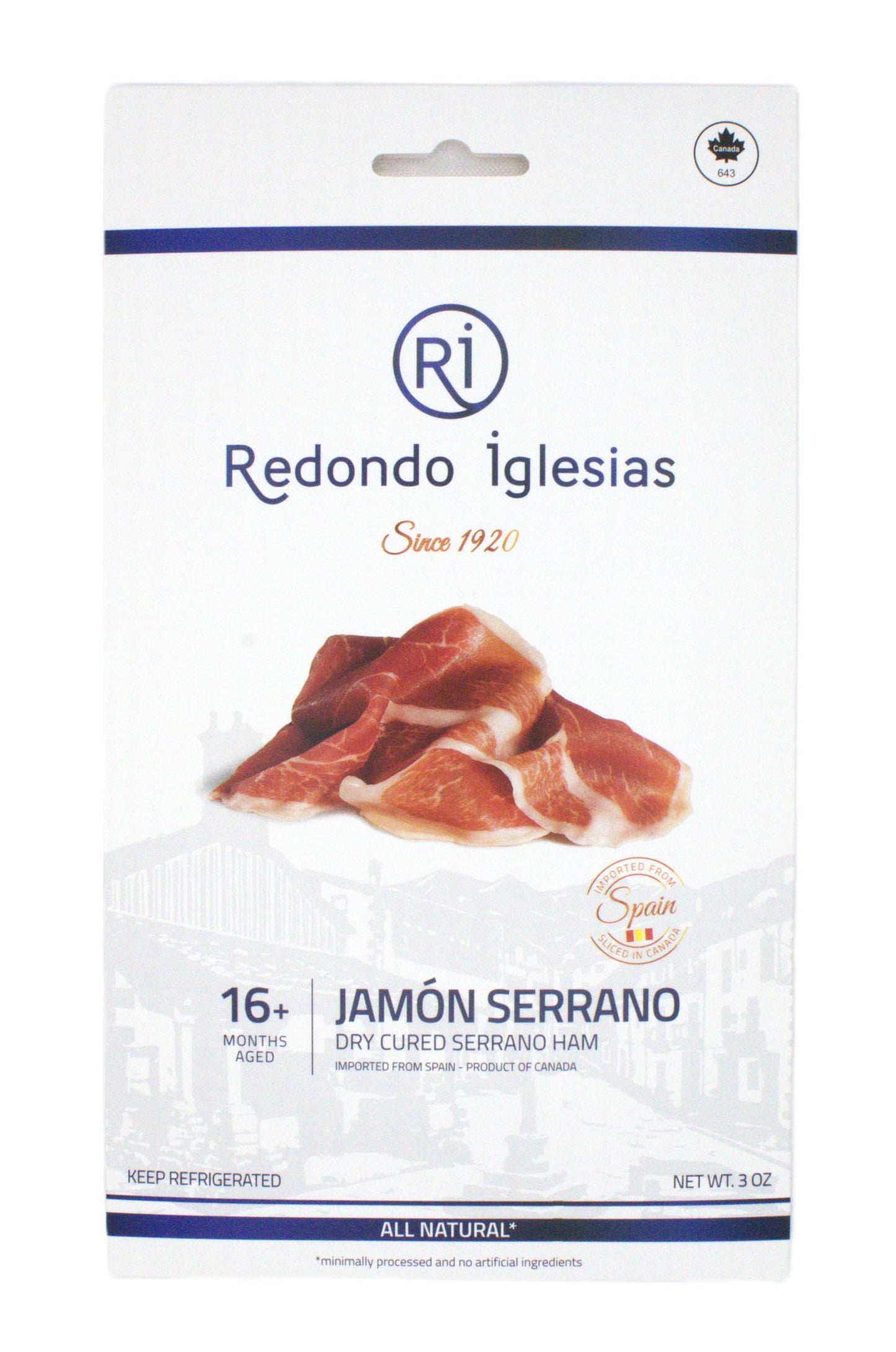 Serrano Ham Gran Reserva - 3 oz Each - 16 Months Avg Curing Time - Authentic Jamon Serrano - Great Gift or Special Occasion Snac