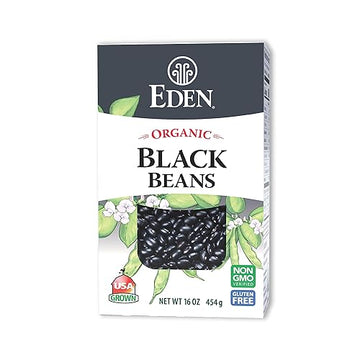 Eden Organic Dry Black Beans, 16 Oz Box (1 Lb), Non-Gmo, U.S Grown, Turtle Beans, Frijol Negro, Caviar Criollo