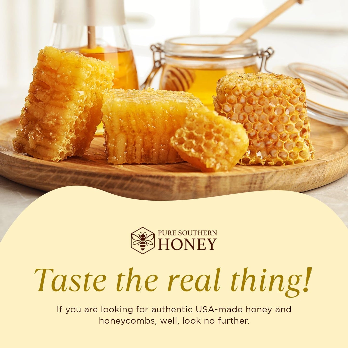 Pure Southern Honey'S Raw Honeycomb On Wooden Frame (Apx. 4 Lbs) American Made