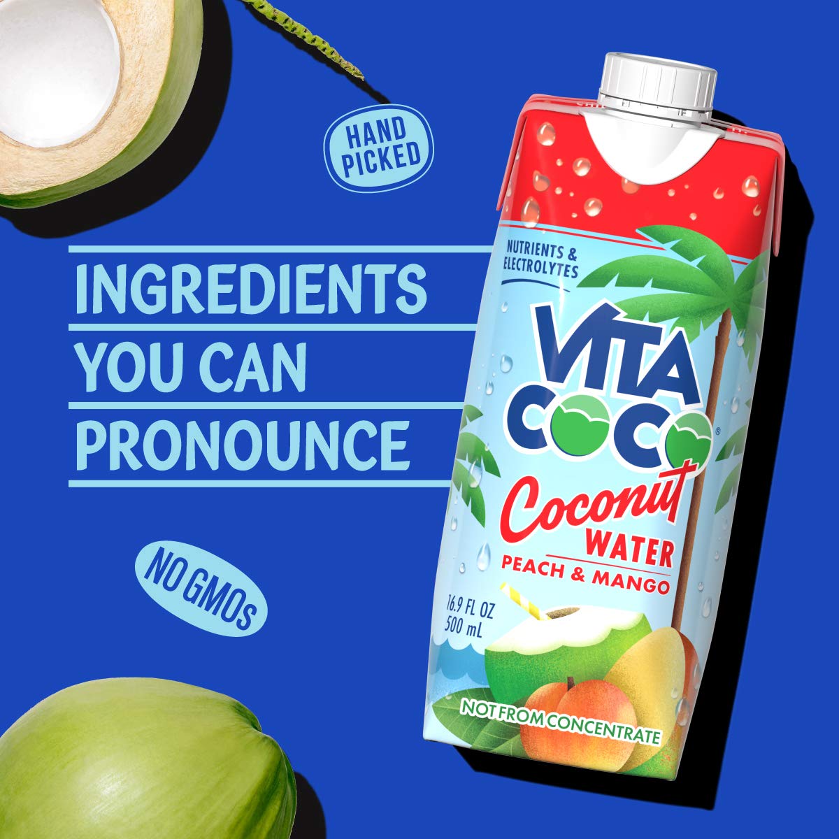 Vita Coco Coconut Water, Peach & Mango - Naturally Hydrating Electrolyte Drink - Smart Alternative To Coffee, Soda, And Sports D