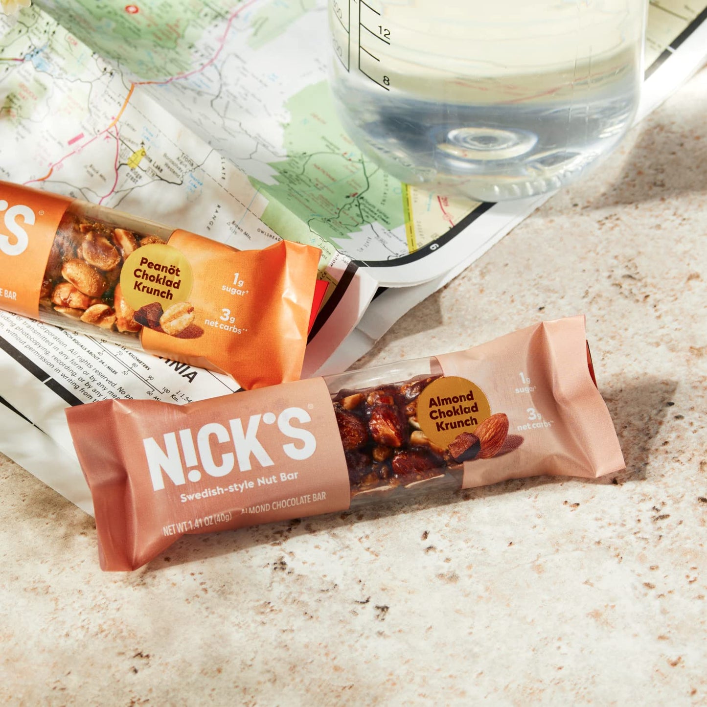 NICKS Peanut Chocolate Snack Bar, Keto Nut Snack for Sports, Hiking & Outdoor Activities, 1G sugar, 3G net carbs, healthy snack