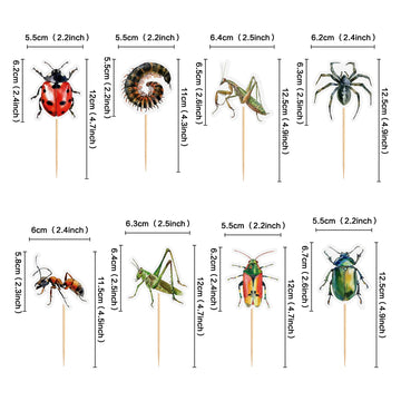 Ercadio 32 Pcs Insect Theme Cupcake Toppers Ladybugs Millipedes Grasshoppers Spiders Ants Cupcake Pick Decorations For Insect Th