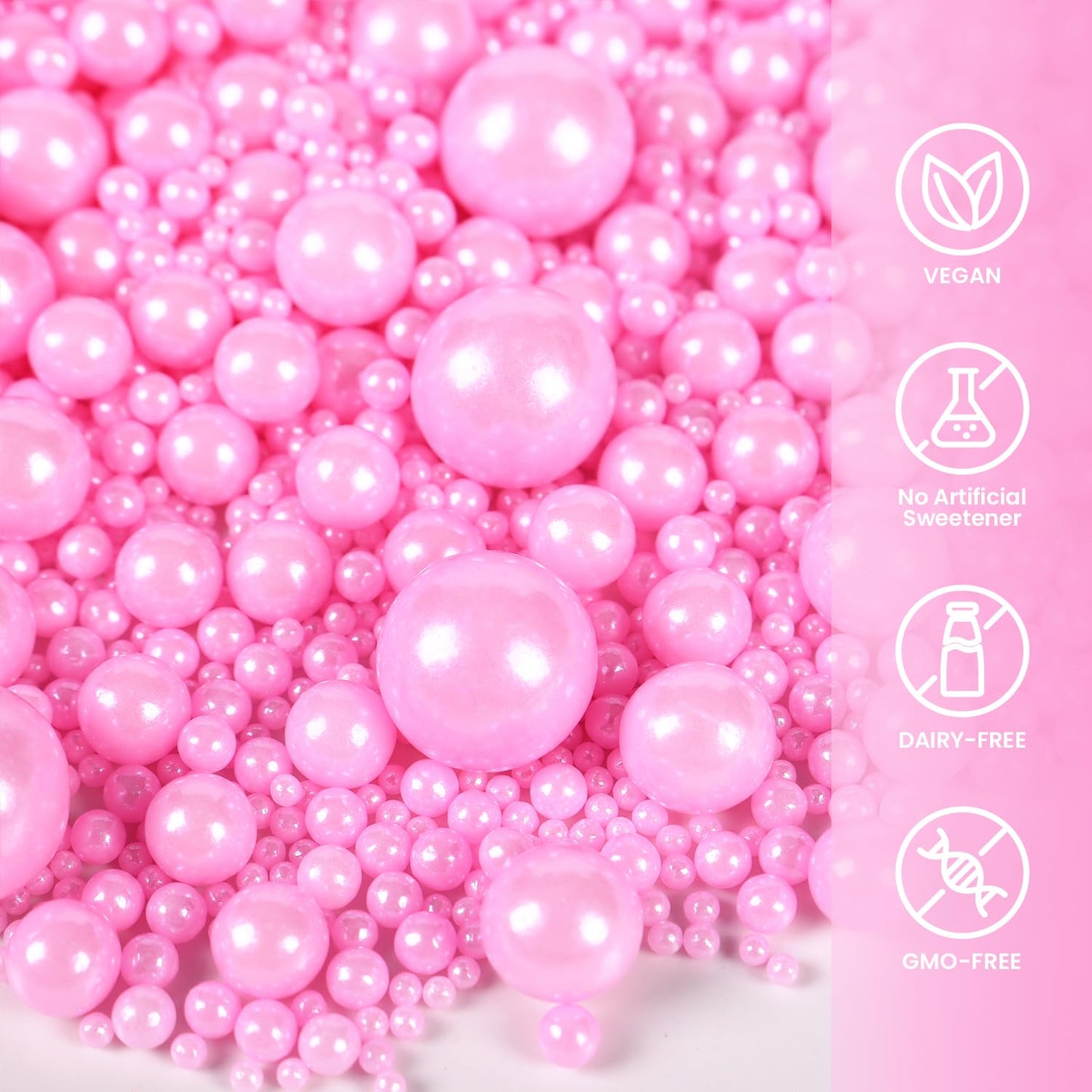 Pink Sprinkles For Cake Decorations, Edible Pearl Sprinkles For Cake Baking Decorations Cupcake Toppers Cookie Decorating Lover