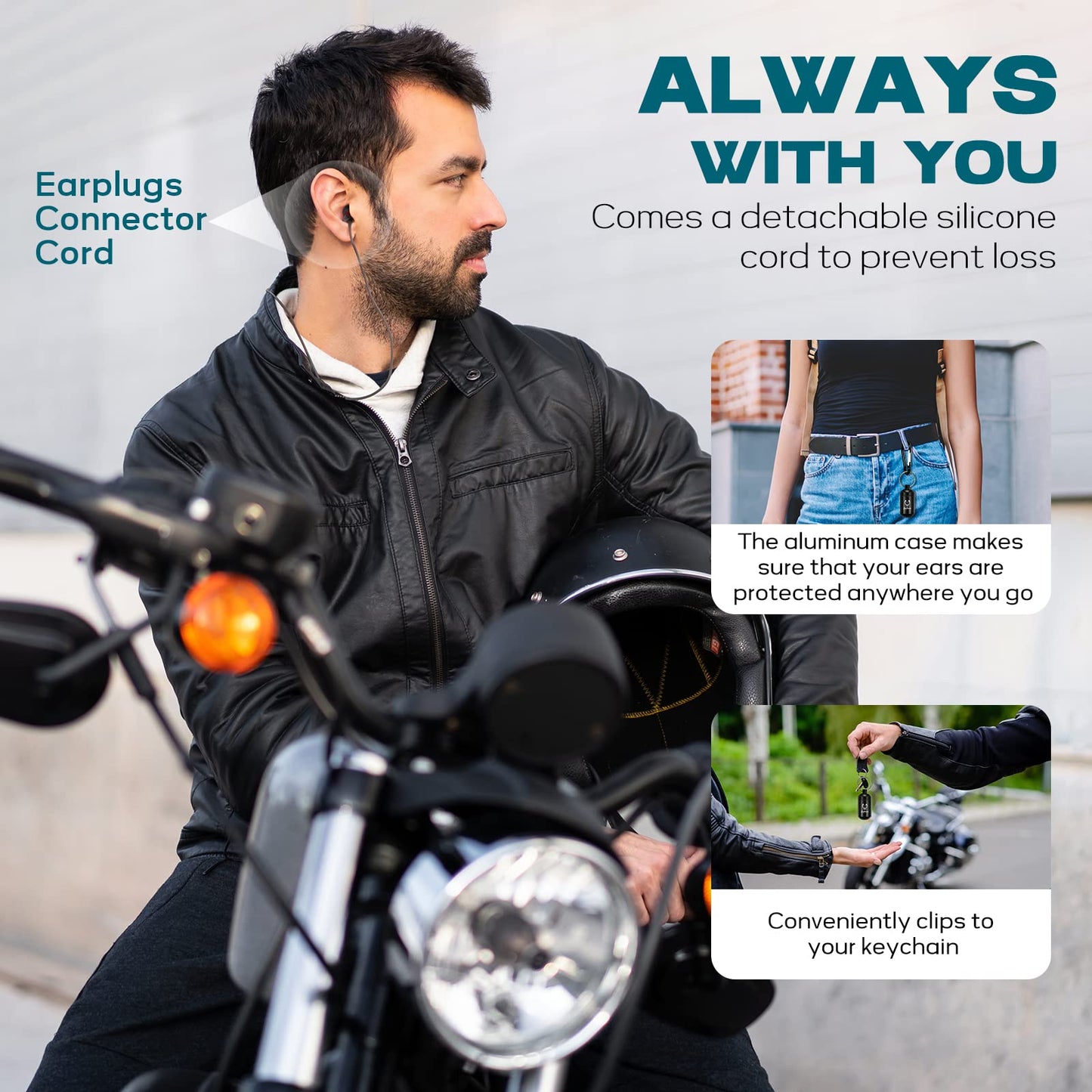 Softvox Motorcycle Earplugs With Detachable Cord [2 Pairs], Wind Noise Reduction & Audible Hearing Protection Reusable Ear Plugs
