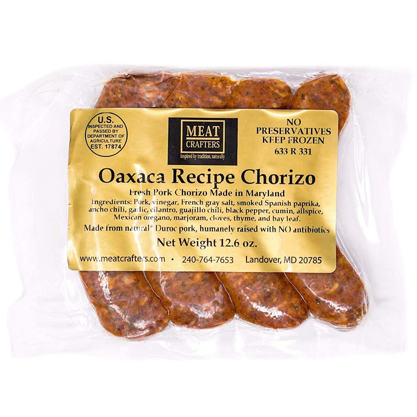 MeatCrafters Oaxaca Mexican Chorizo Sausage, No Antibiotics, Preservative Free, 12.6oz (4-Pack, 16 Total Links)