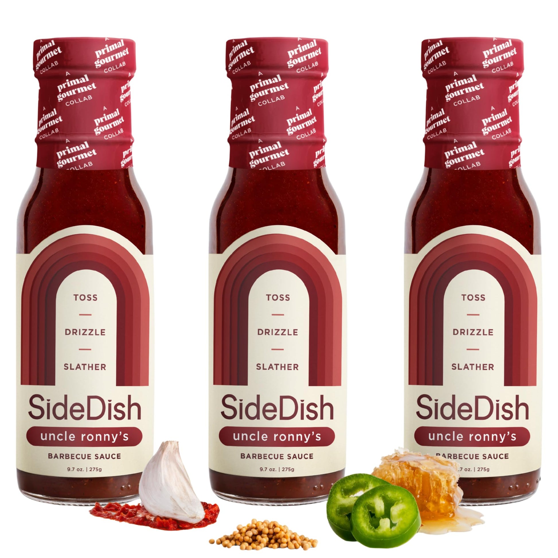 SideDish BBQ Sauce - Refined Sugar Free, Seed Oil Free, Gluten & Dairy Free - 8 Fl Oz (3-Pack)