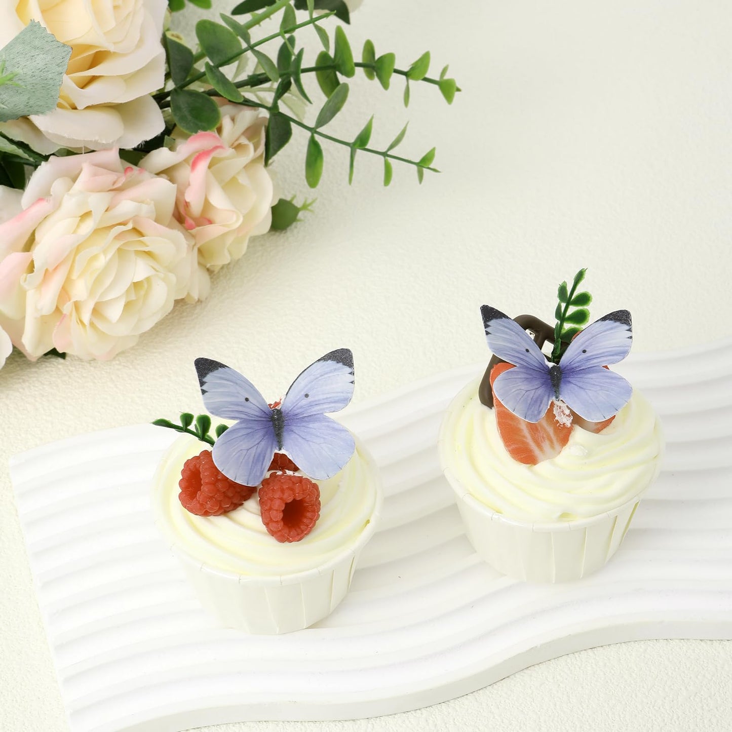 50Pcs Edible Butterfly Cake Decorations Wafer Paper Butterflies Cake Cupcake Toppers For Women Girls' Birthday Anniversary Weddi
