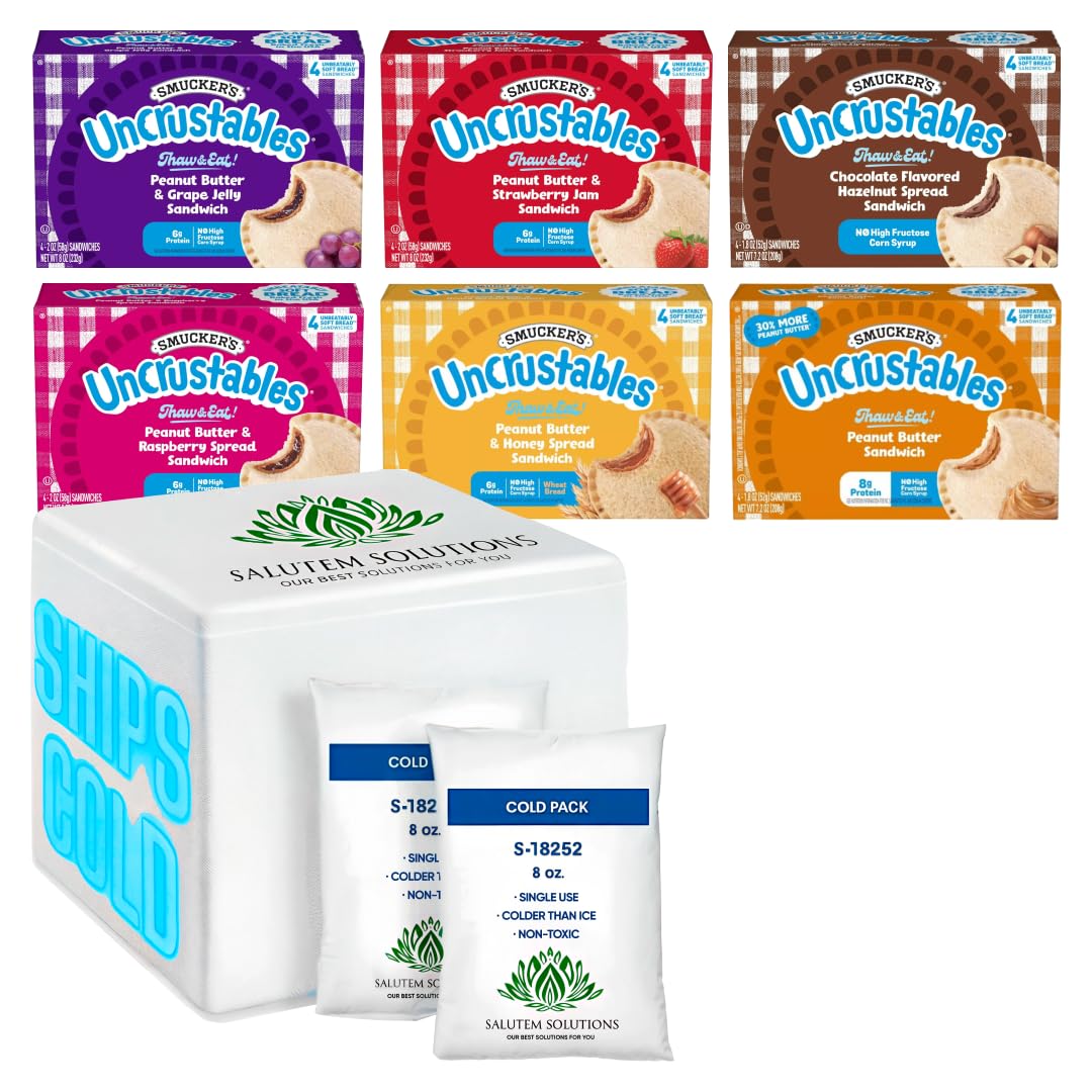 Mixed Flavors (Strawberry, Grape, Raspberry, Chocolate, Honey, Peanut Butter) - Uncrustables Frozen Peanut Butter Sandwich, 4 Co