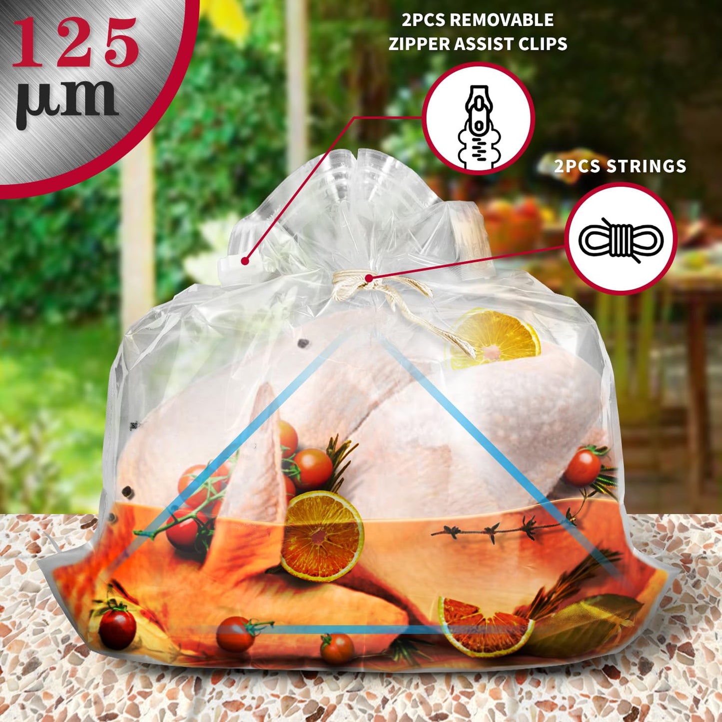 Dimeshy Turkey Brining Bag, 26''  22'' 2 Packs Extra Large Brine Bag With 2 Strings Thickened Brining Bag Holds Up To 35 Pounds,