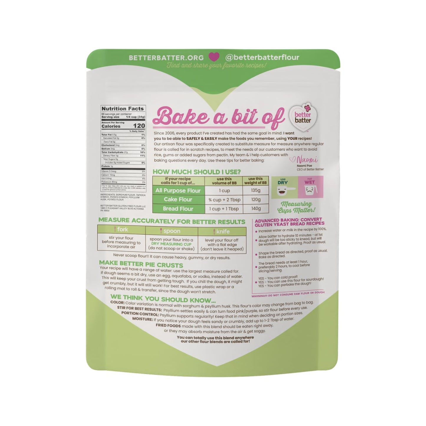 Better Batter Artisan Flour Blend Gluten Free - Award Winning Nutritious, Vegan, Allergen Free, & Kosher - Cup For Cup Alternati