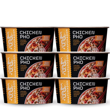 Snapdragon Chicken Pho Instant Noodle Bowl Six Pack, Rich Chicken Flavored Broth with Rice Noodles, Gluten Free, No Artificial F