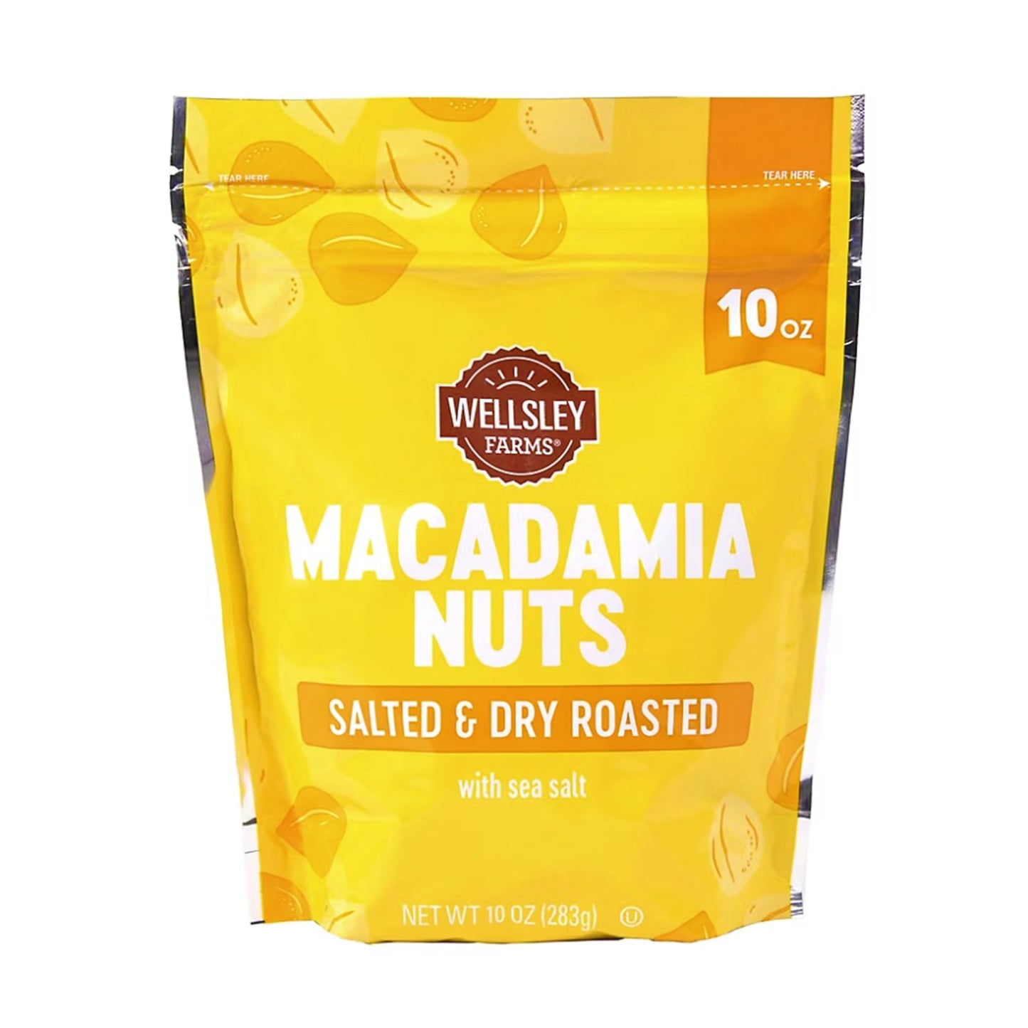Wellsley Farms Salted & Dry Roasted Macadamia Nuts (1 Bag), Lightly Seasoned with Sea Salt, 10 oz Resealable Bag - Kosher, Keto-