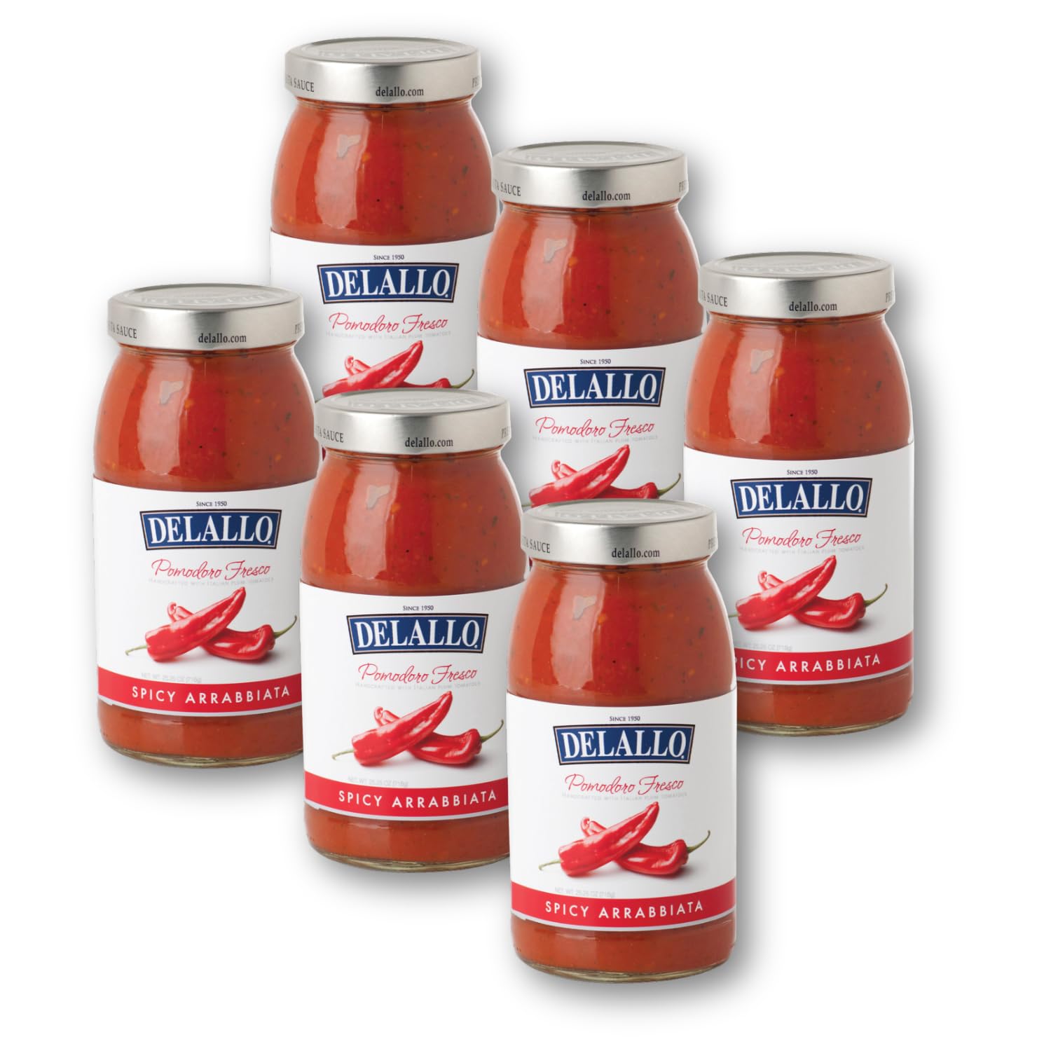 DeLallo Pomodoro Fresco Arrabiatta Sauce, 25.5 oz Jar, No Added Sugar, All Natural, Gluten Free, Non-GMO, Vegan, Spicy Pasta Sau