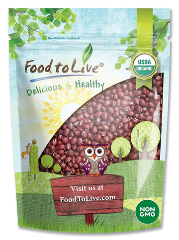 Food to Live Organic Adzuki Beans, 5 Pounds - Non-GMO, Sproutable, Whole Raw Dried Azuki Beans (Red Mung Beans), Vegan, Kosher, 