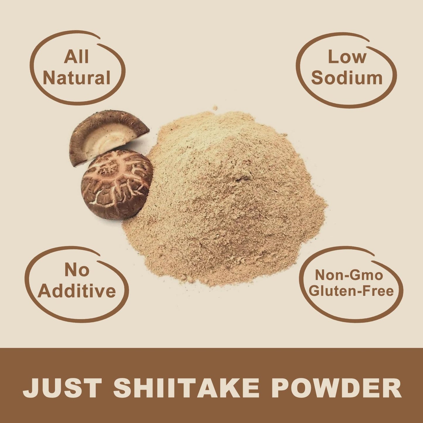 GRELIM Shiitake Mushroom Powder 8 Oz, No Additive, Gluten-Free, Non-GMO Great for Sauce, Soup, and Mushroom Coffee 227g