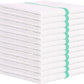 Towels N More 24 Green Stripe Cleaning Towels For Kitchen, 16X19 Bar Mop Dish Towels - 30Oz Commercial Grade Cotton Absorbent Re