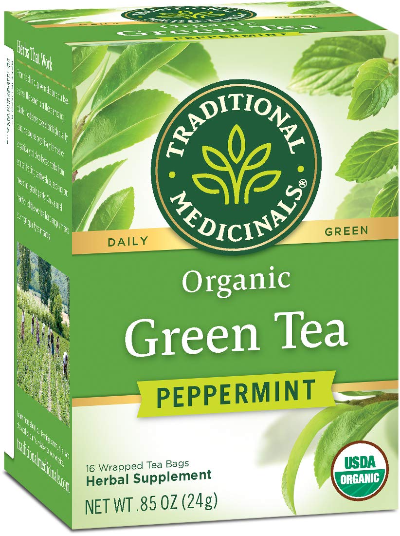 Traditional Medicinals Organic Green Tea Peppermint Tea, 16 Tea Bags
