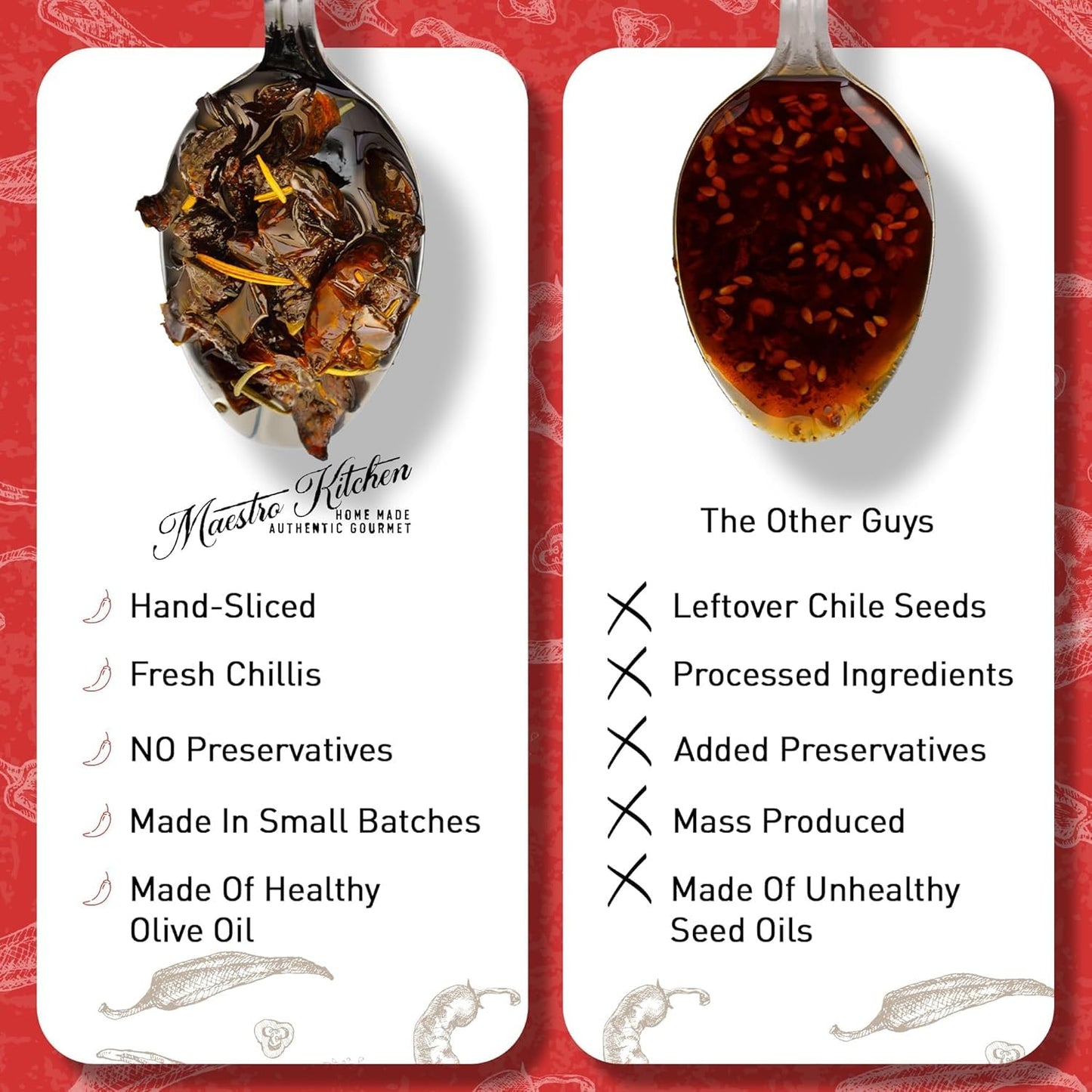 Spicy Serrano & Mild Jalapeno Pepper Chili Crisp Crunch - 6Oz Variety 2 Pack - All Natural Chili Oil Hot Sauce 100% Olive Oil, G