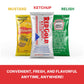 Condiment Variety Pack Single Serve Pouches: Each of KETCHUP, MUSTARD, and RELISH - Perfect for Picnics, Lunch Boxes, BBQs, Trav