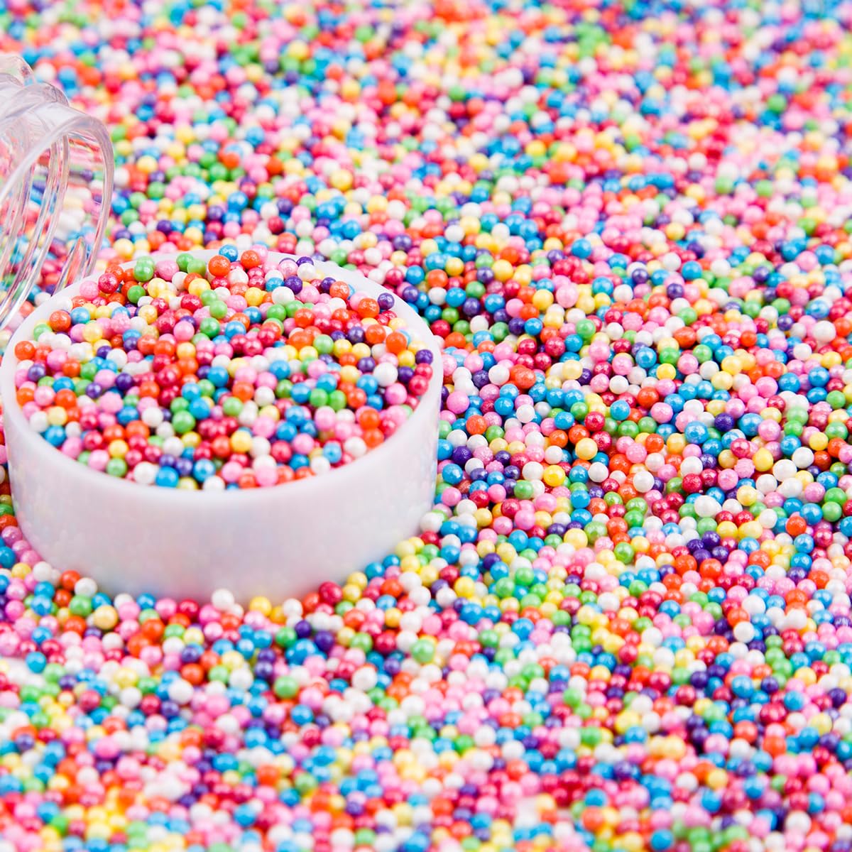 EPHVODI Rainbow Nonpareils Sprinkles Edible Mini Pearl Sprinkles for Cake Decorations, Baking, Ice Cream, Cookies, Donuts and Lo