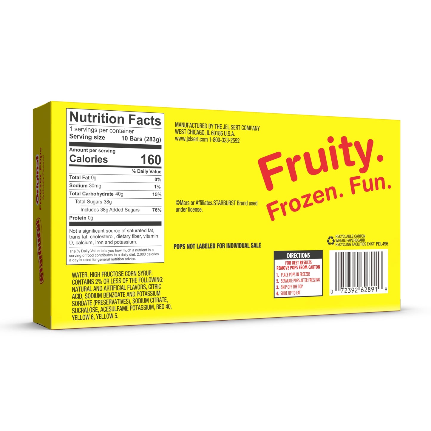 Starburst Fruit Flavored Popsicles Variety Pack, Freeze Pops With 4 Assorted Fun Flavors Of Orange, Strawberry, Cherry And Lemon