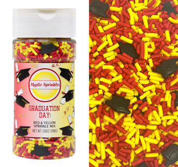 Mystic Sprinkles Graduation Day Sprinkles Mixes (Graduation Day! Red & Yellow Sprinkle Mix 3.8oz)
