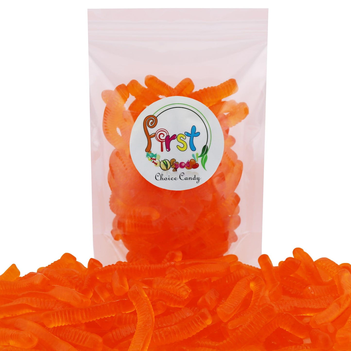 Firstchoicecandy Sweet & Sour Gummy Worms, Multi Flavors And Solid Colors (5 Pound, Orange)
