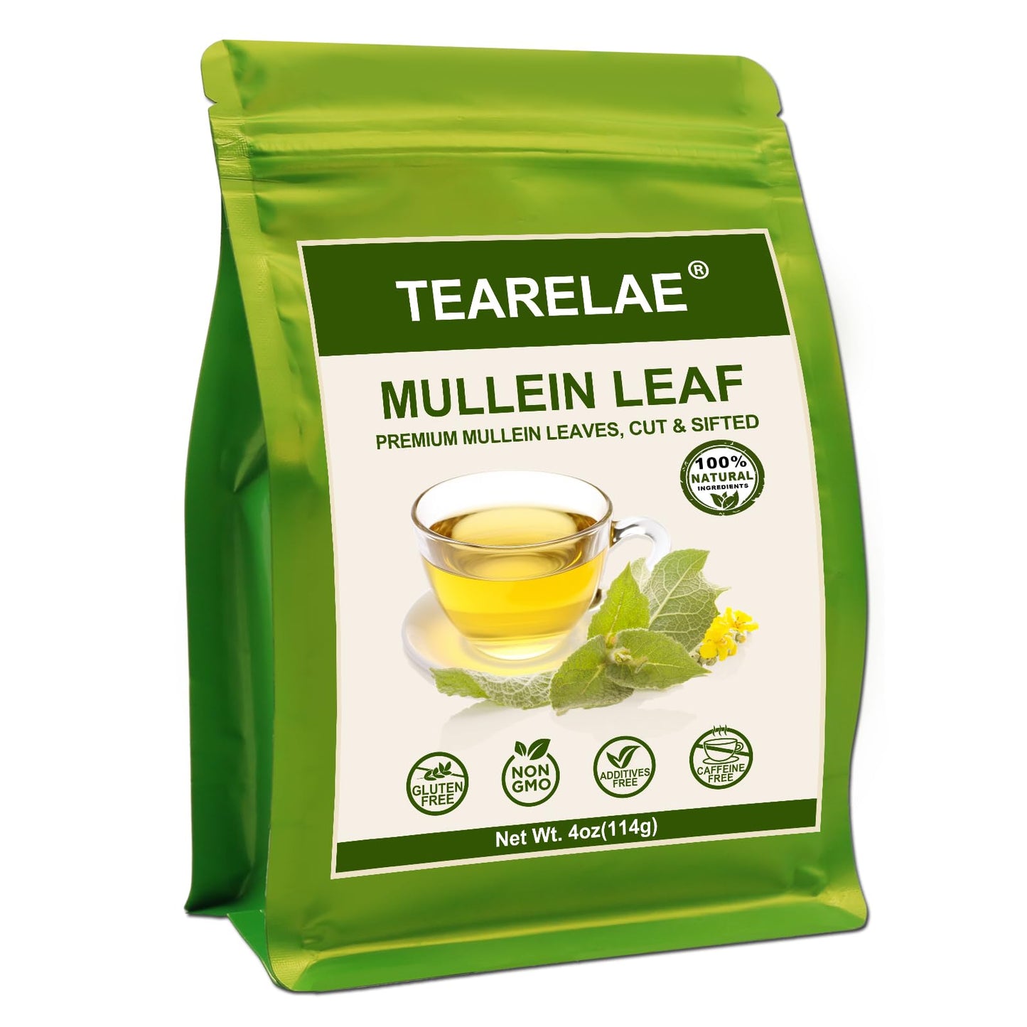 TEARELAE Mullein Leaf Tea - Cut & Sifted, Non-GMO, Caffeine-Free, 4oz