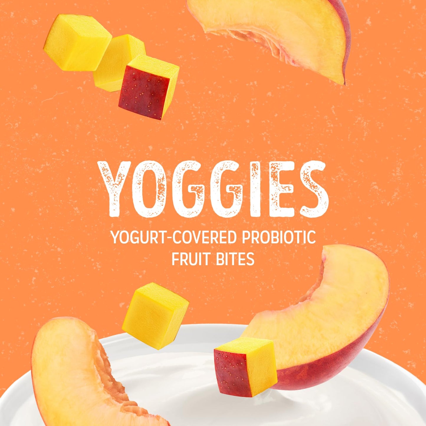 Natures Garden Probiotic Peach Mango Yoggies  21oz (30 x 0.7oz) - Yogurt Covered Fruit Snack  High Fiber  Real Fruit Pieces  Healthy Fruit Snack Packs