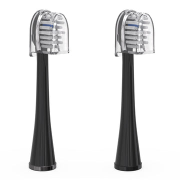 Waterpik Genuine Compact Replacement Brush Heads With Covers For Sonic-Fusion Flossing Toothbrush Sfrb-2Eb, 2 Count Black