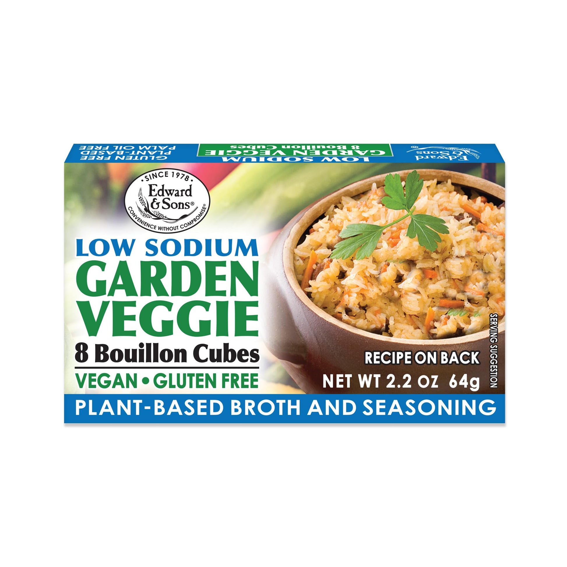 Edward & Sons Low Sodium Garden Veggie Bouillon Cubes - Organic Vegetable Bouillon, Vegan Broth Cube, Stock Cubes for Soup & Ste
