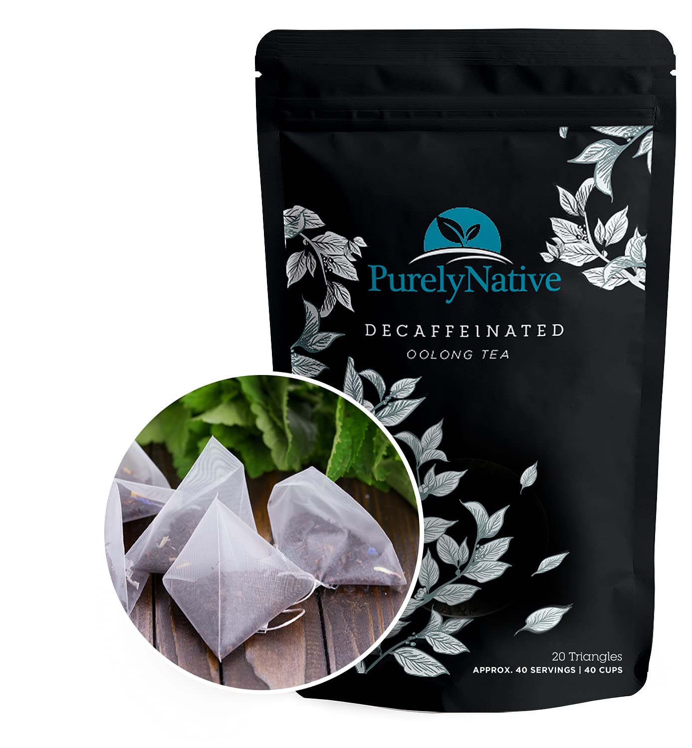 TRYVERA Decaffeinated Oolong Tea Bags, Caffeine Free Hot Brew & Iced Tea, 20 Count Sachets, Makes 40 Cups