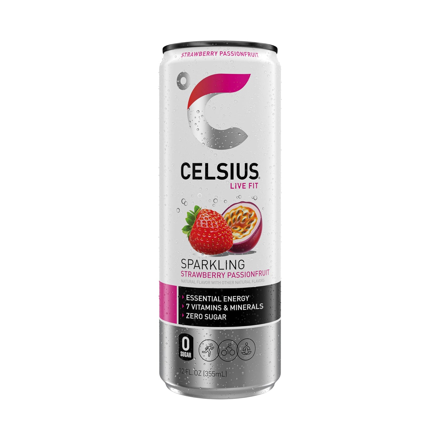 Celsius Sparkling Strawberry Passionfruit, Sugar Free Energy Drink, 12 Fl Oz (Pack Of 12)