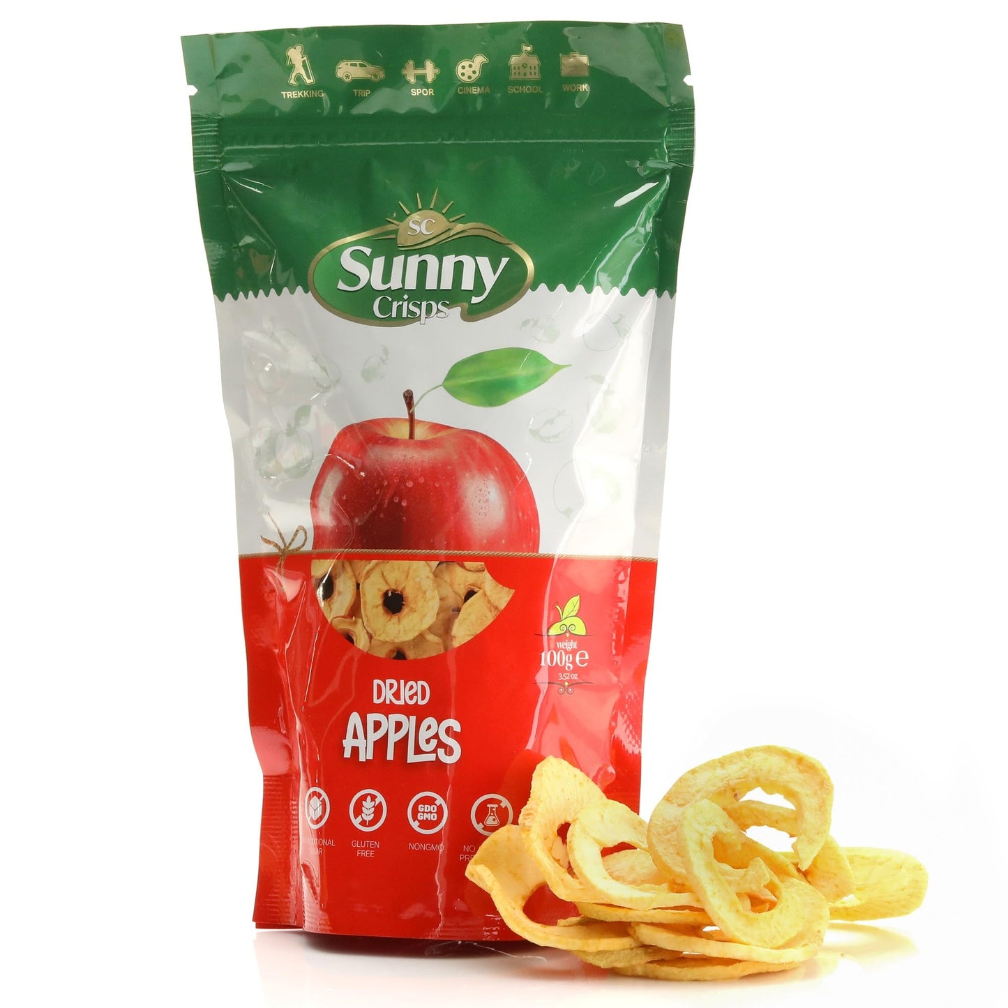 SUNNY CRISPS Dried Apples No Sugar Added 3.52 Oz - Chewable Dry Apple Slices for Potpourri - Ring Shaped Dehydrated Apple Slices