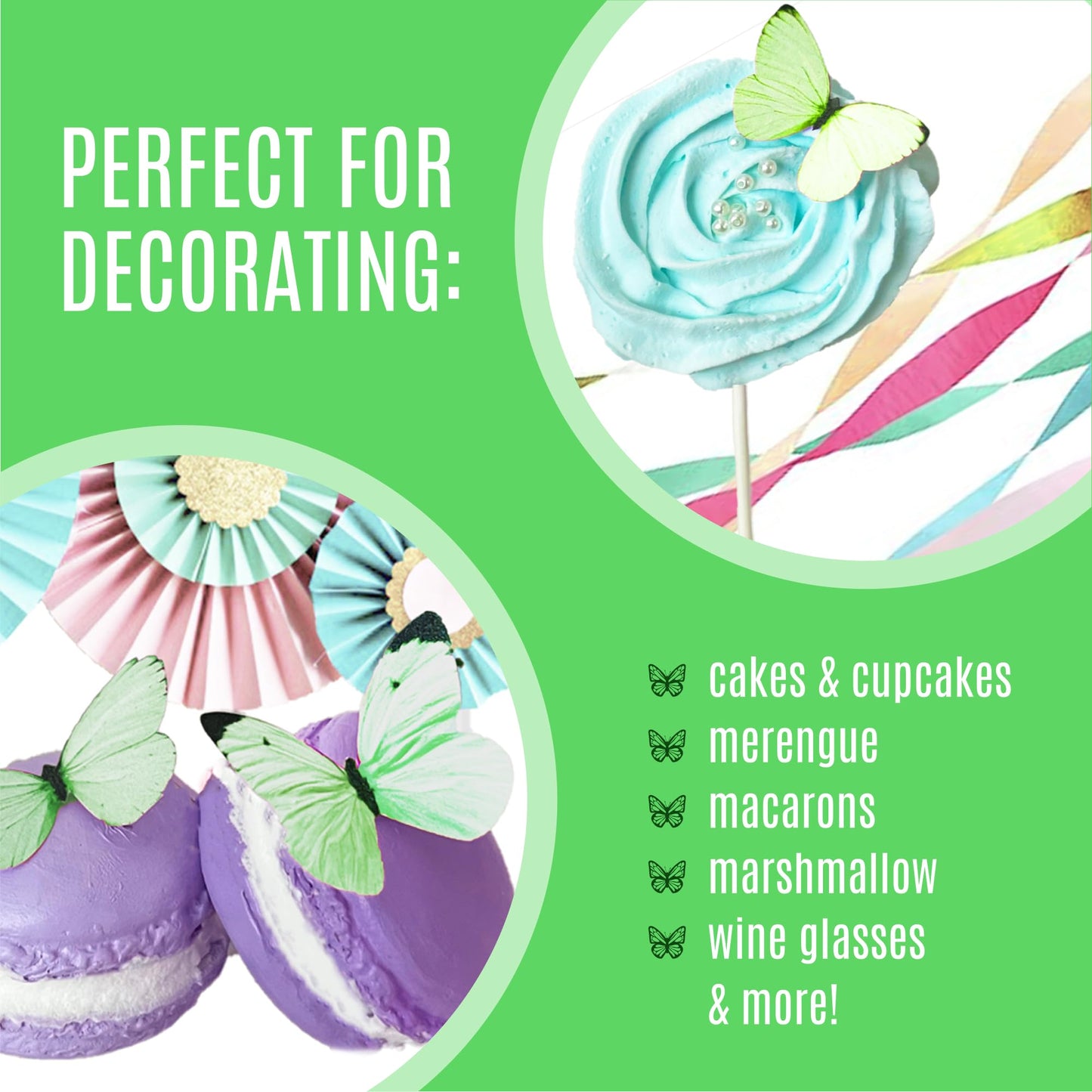 Sugar Robot Edible Butterflies For Cake Decorating - Small Pastel Green Butterfly Cake Toppers And Cupcake Toppers - Decoration Made In The Usa - Enhanced Crafted (Green)