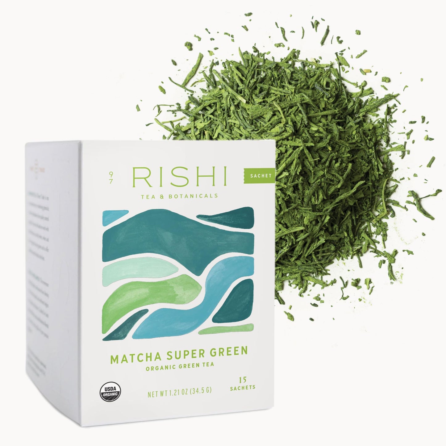 Rishi Tea Matcha Super Green Tea  Usda Organic Direct Trade Sachet Tea Bags, Certified Kosher Caffeinated Japanese Green Tea, Um