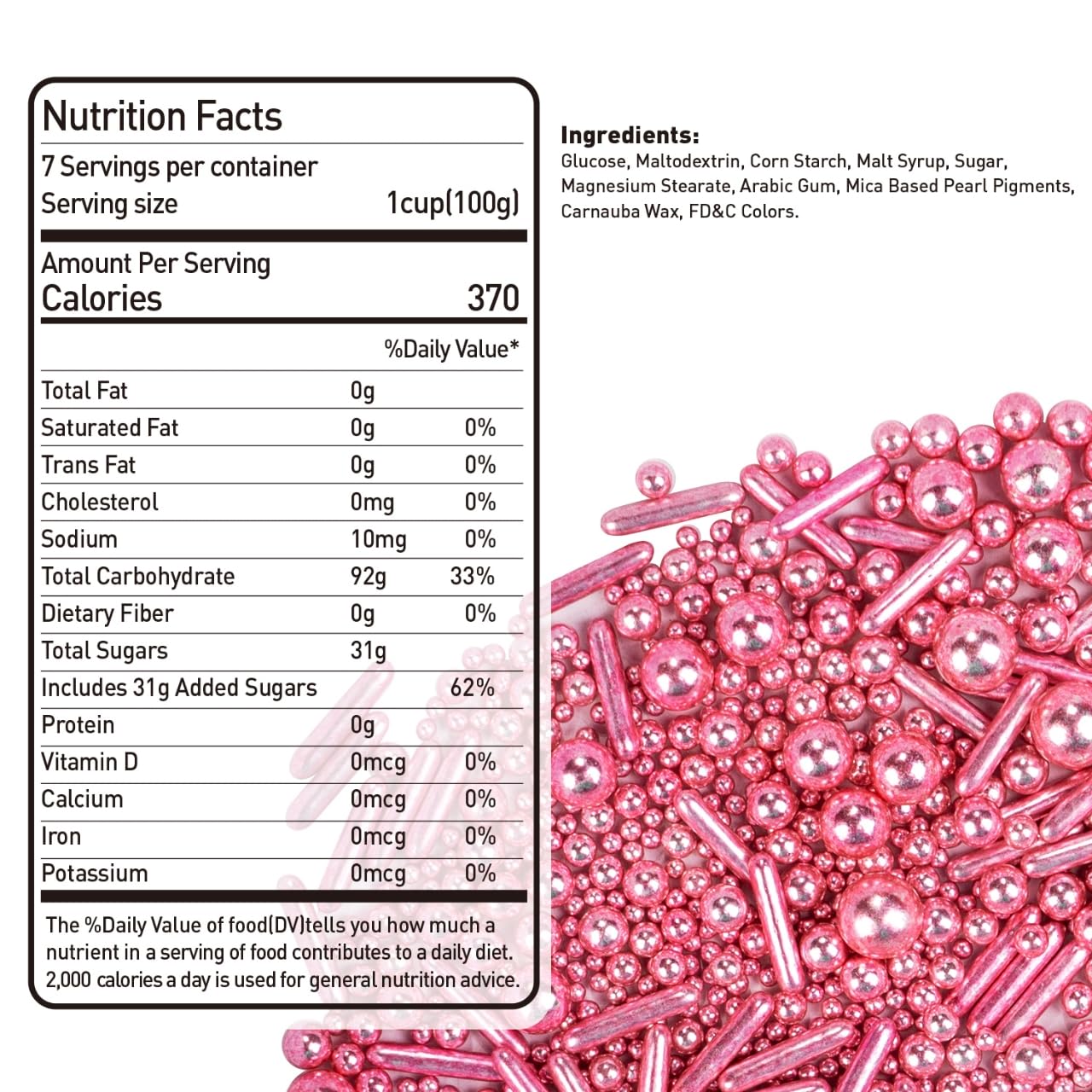 Dazzjoy Rose Gold Pearl Rods Sprinkles, 130G/4.58Oz, Mix Size, Pearl Sprinkles For Cupcake Decorating, Cupcake Toppers, Cake Dec