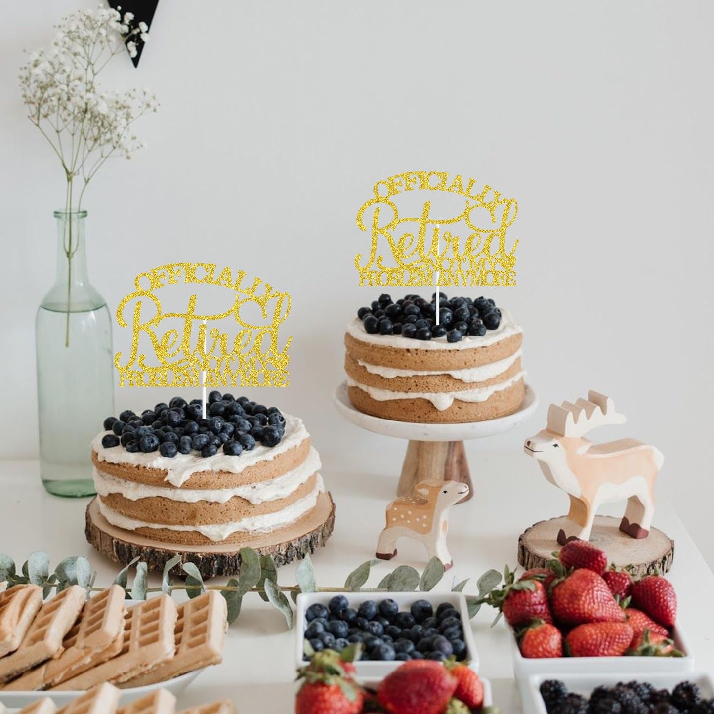 Officially Retired Cake Topper, Happy Retirement, The Legend Has Retired, Retirement Party Decorations Supplies - Gold Glitter