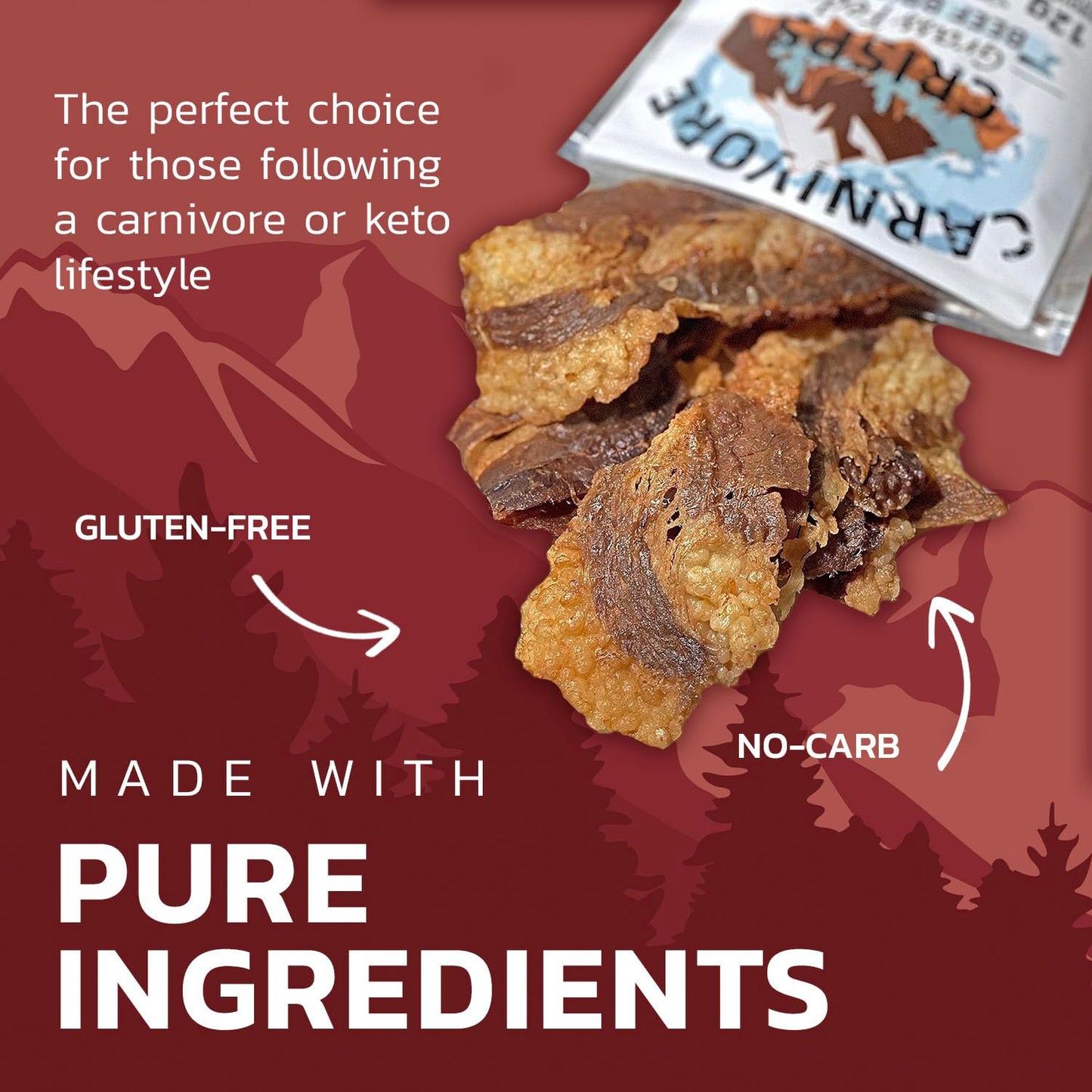 Carnivore Crisps Beef Brisket Crisps, High Protein, Keto & Carnivore Diet Approved, 1.5 oz (Pack of 3)
